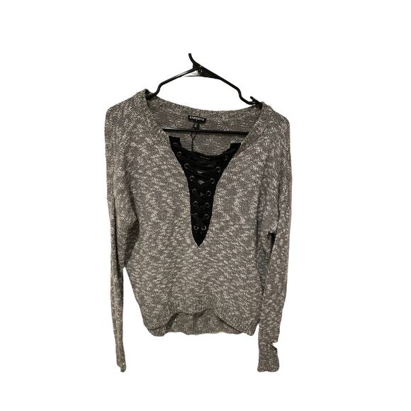 Express Sweaters - Express grey sweater criss cross neck size XS